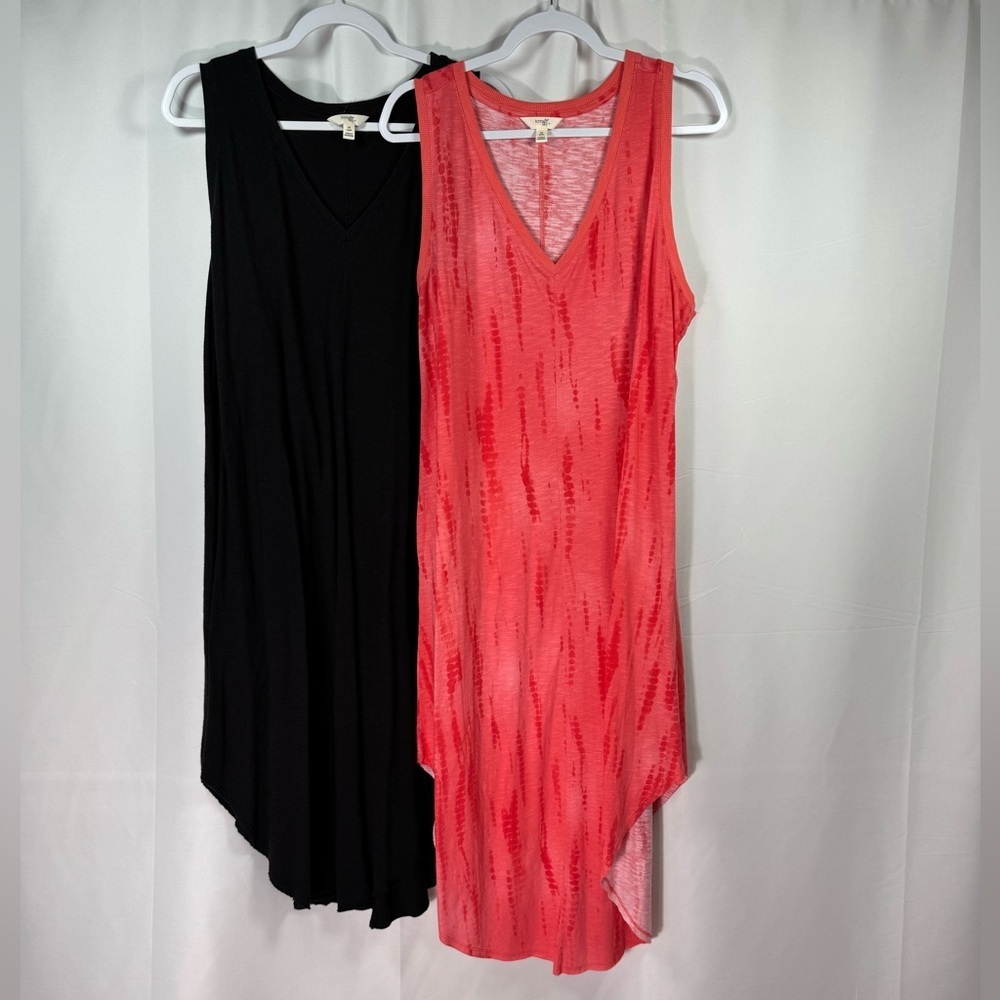 Terra & Sky Set of 2 V-Neck Dresses Coral Print and Black 0X